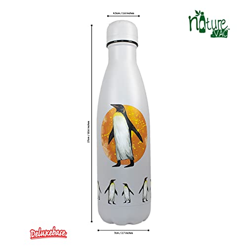  ديلوكس بايز NatureVac Penguin - زجاجة مياه معزولة حرارياً من الفولاذ المقاوم للصدأ سعة 17 أونصة - يبقى المشروب ساخنًا لمدة 12 ساعة وباردًا لمدة 24 ساعة زجاجة مياه مانعة للتسرب لصالة الألعاب الرياضية والسفر والمدرسة الرياضية - Image 2